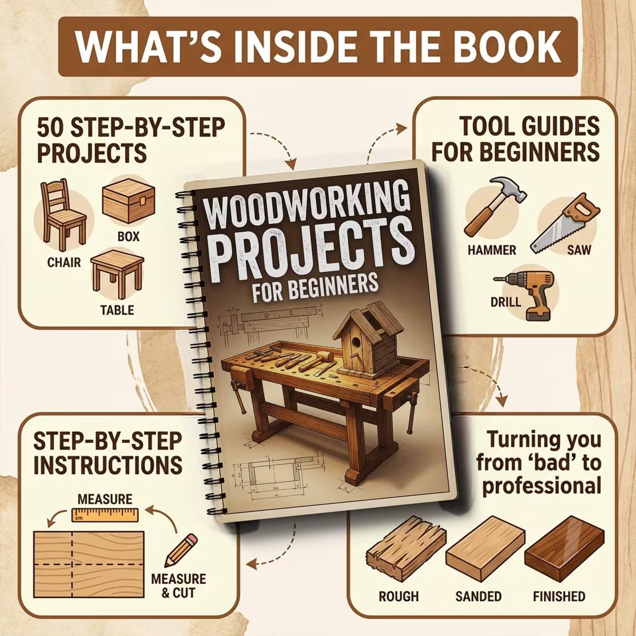 Libro de proyectos de carpinte - Woodworking Ebook reseña y precio