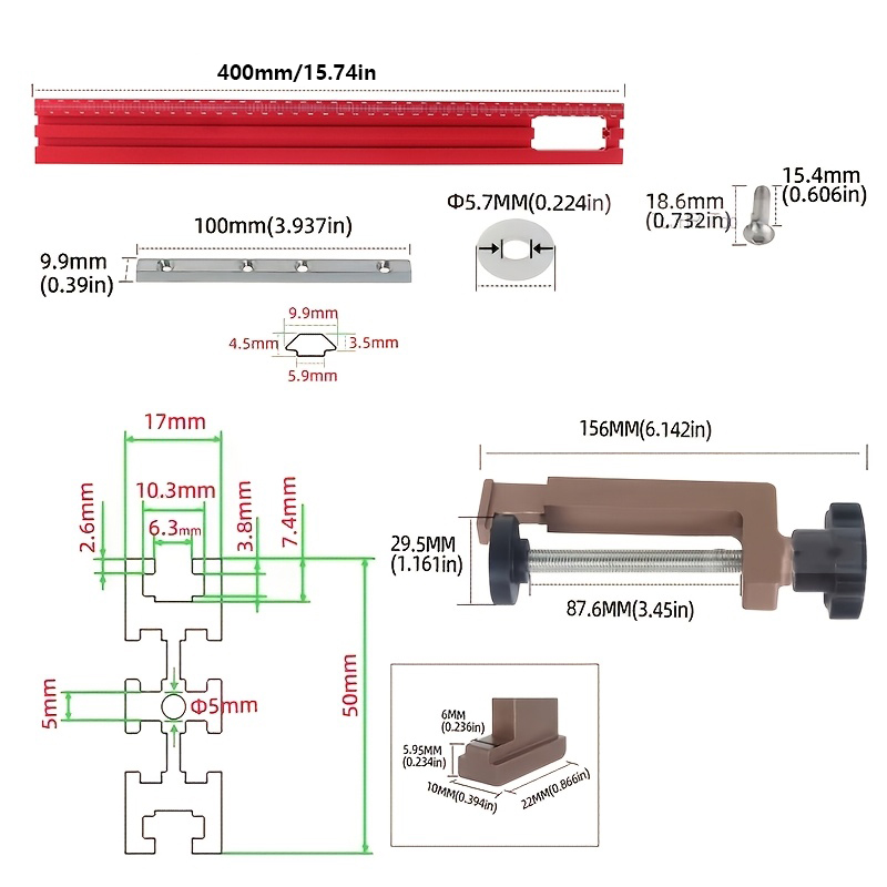 Riel guía de 40 cm para fresad - Woodworking Z Clips reseña y precio